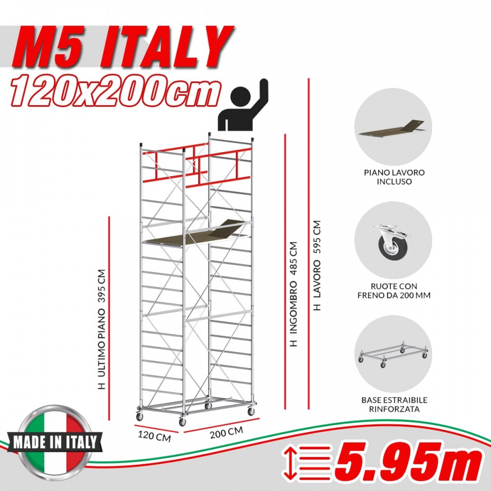 Trabattello M5 ITALY ALTEZZA LAVORO 4,50 METRI