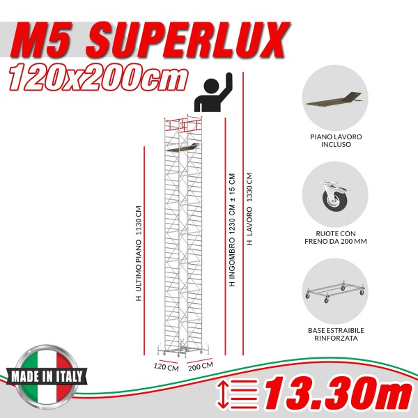 Trabattello M5 SUPERLUX Altezza lavoro 13,30 metri