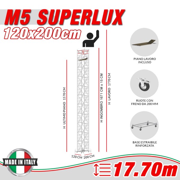 Trabattello M5 SUPERLUX Altezza lavoro 17,70 metri