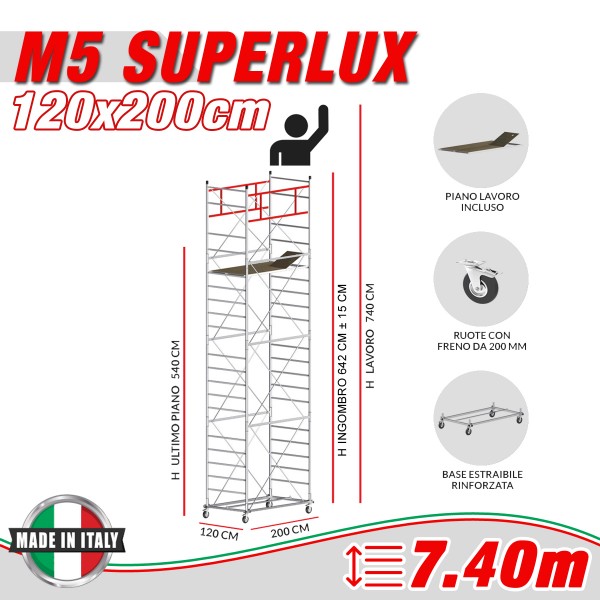 Trabattello M5 SUPERLUX Altezza lavoro 7,40 metri